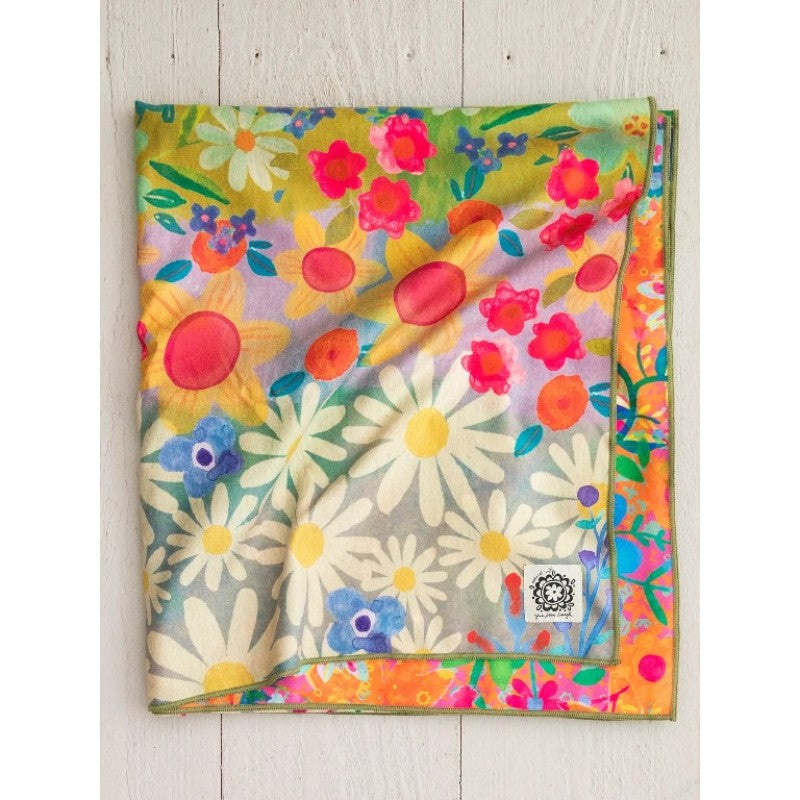 Natural Life Beach/Yoga Towel Wildflower Border Floral Hurley Burley Toys